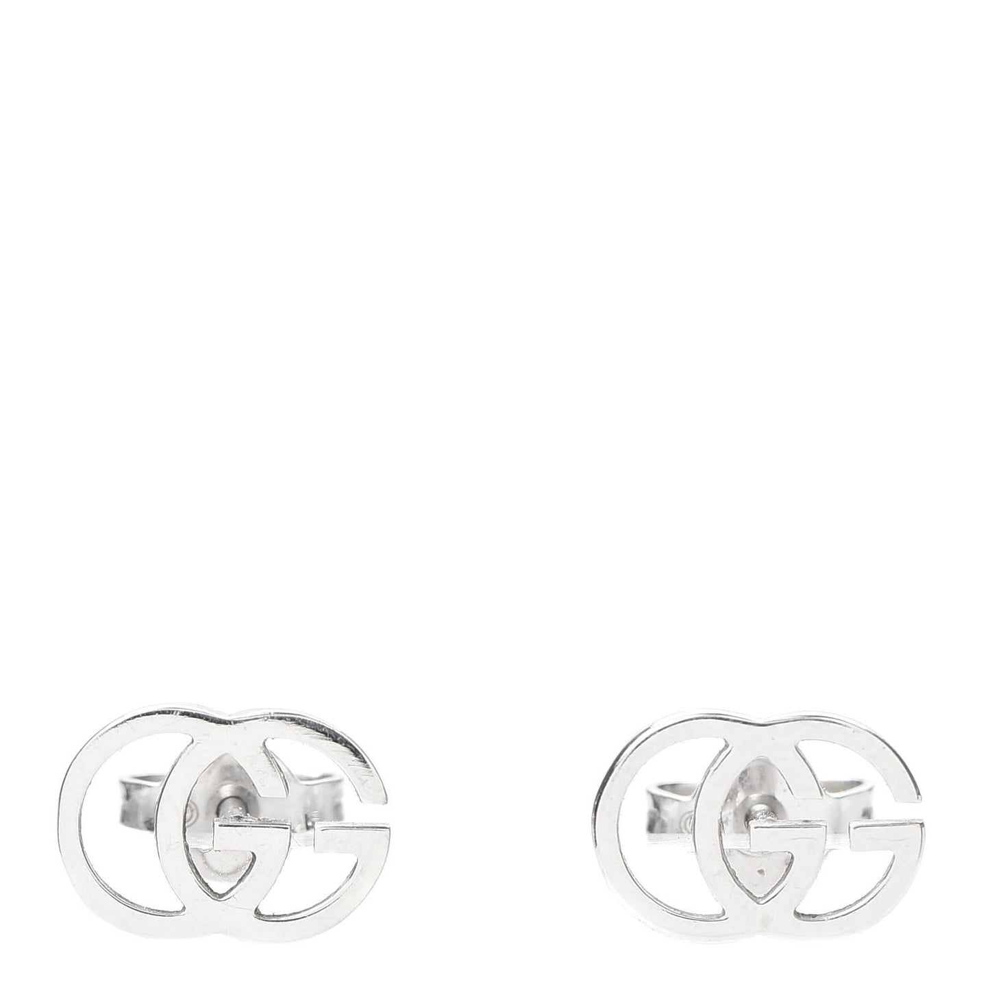 18K White Gold GG Tissue Stud Earrings