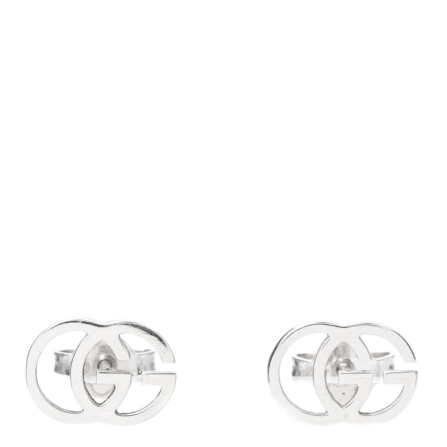 Gucci 18K White Gold GG Tissue Stud Earrings 1 of 5