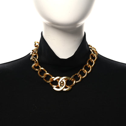Chanel Chain Link CC Turn Lock Choker Necklace Gold 2 of 4