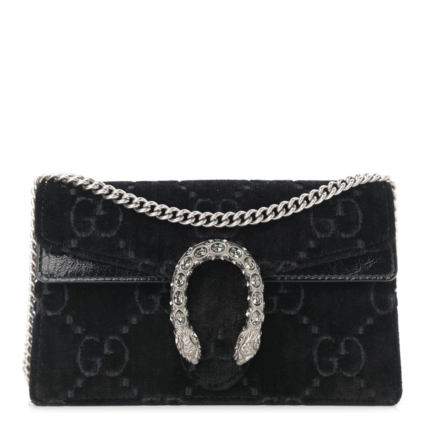 Velvet GG Monogram Super Mini Dionysus Shoulder Bag Black