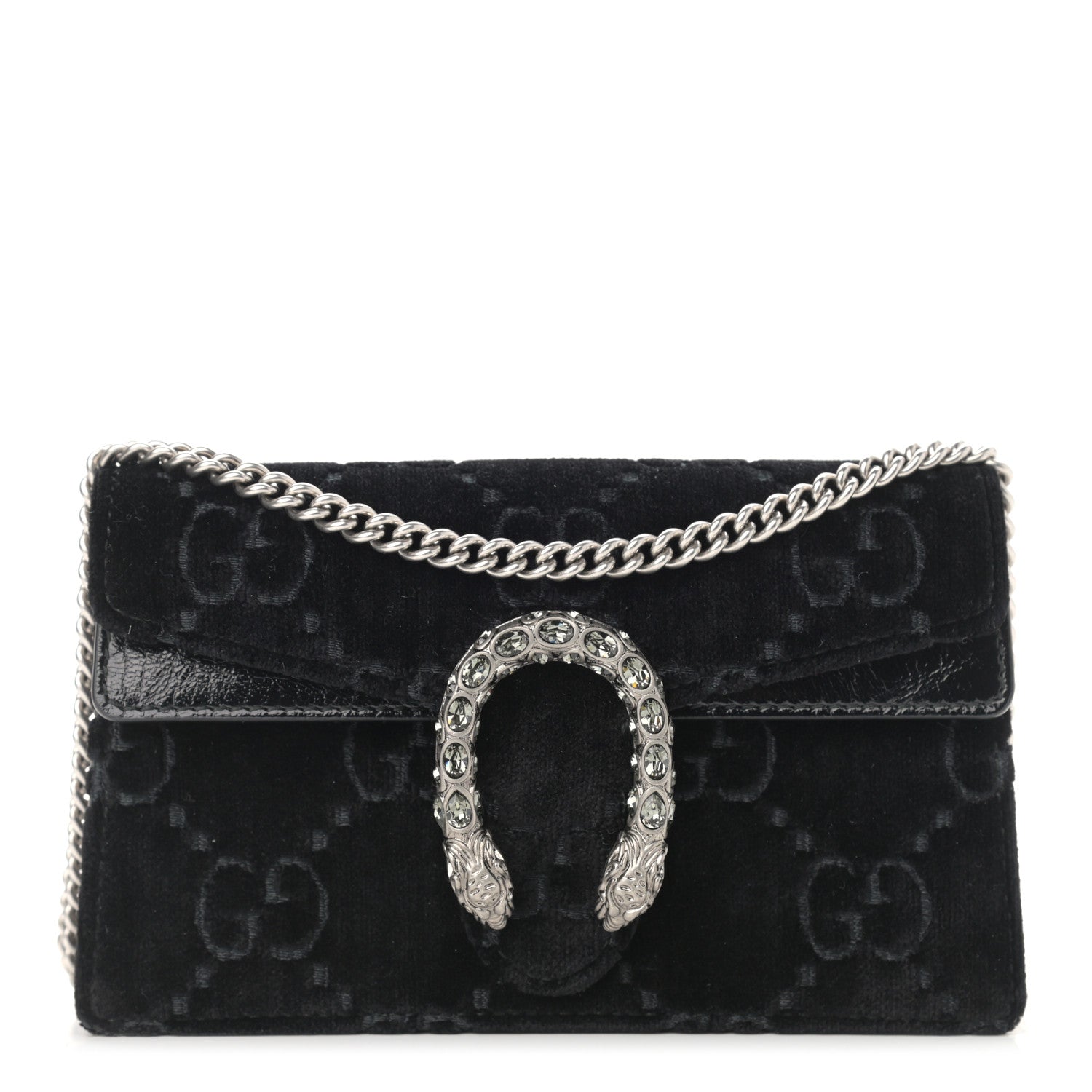 Gucci Velvet GG Monogram Super Mini Dionysus Shoulder Bag Black 1 of 10