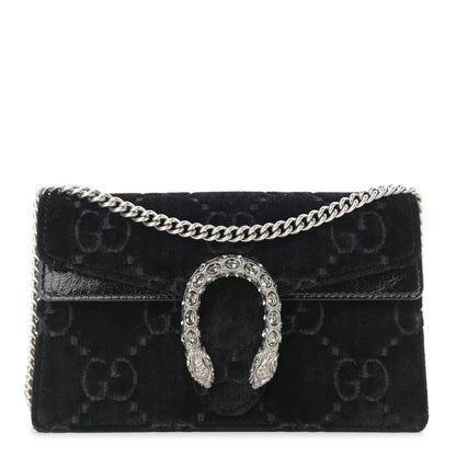 Gucci Velvet GG Monogram Super Mini Dionysus Shoulder Bag Black 1 of 10