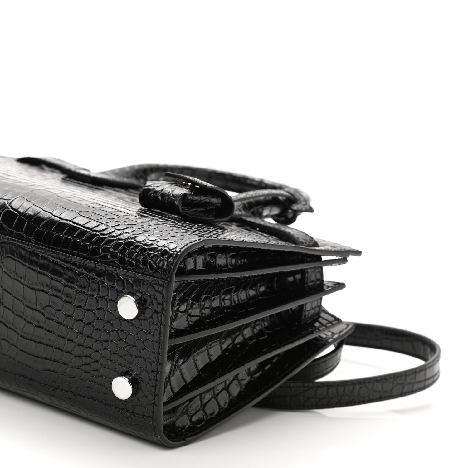 Saint Laurent Calfskin Crocodile Embossed Nano Sac De Jour Black 9 of 9