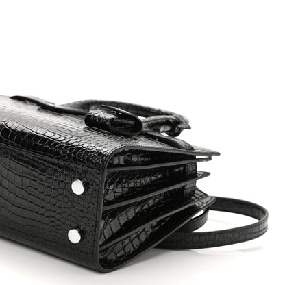 Saint Laurent Calfskin Crocodile Embossed Nano Sac De Jour Black 9 of 9