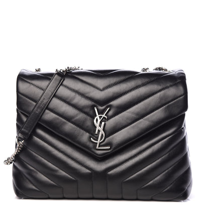 Saint Laurent Calfskin Y Quilted Monogram Medium Loulou Chain Satchel Black 1 of 10