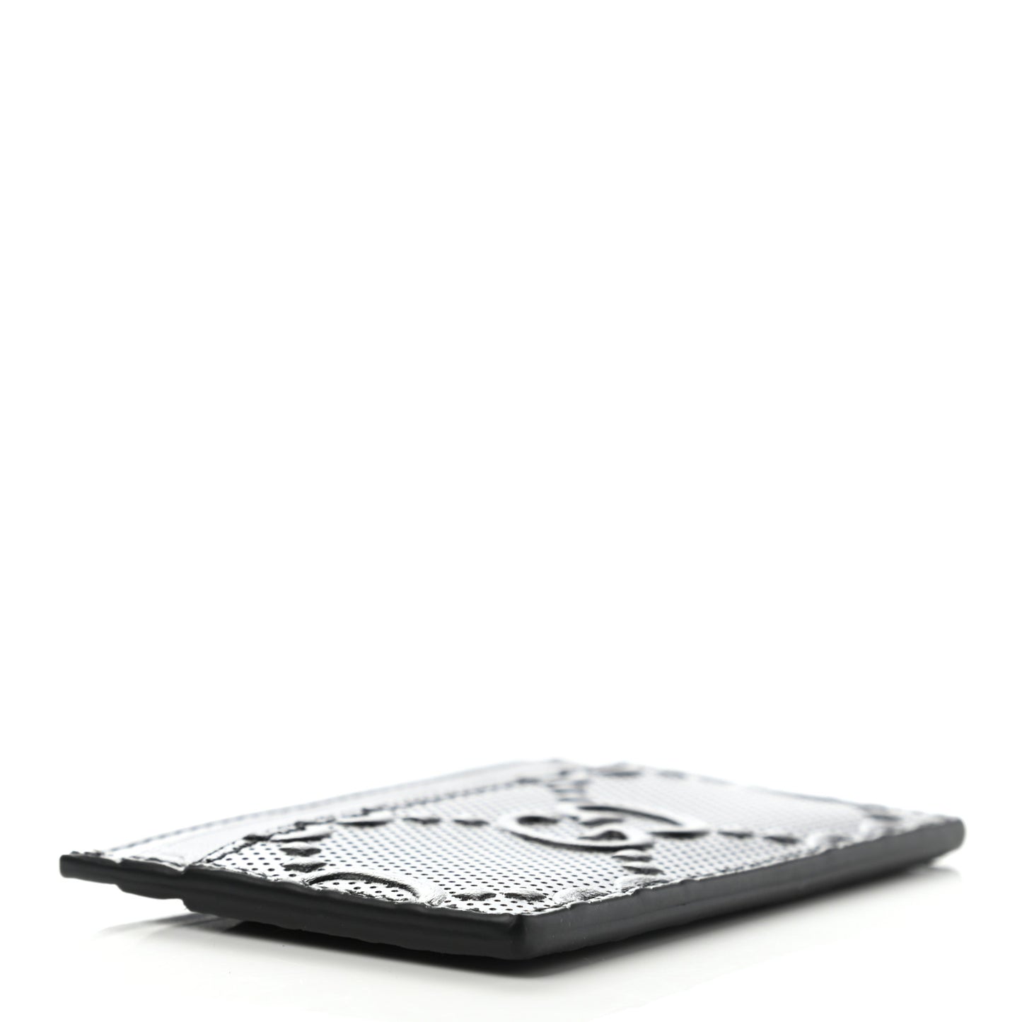 Calfskin GG Tennis Embossed Card Holder Black