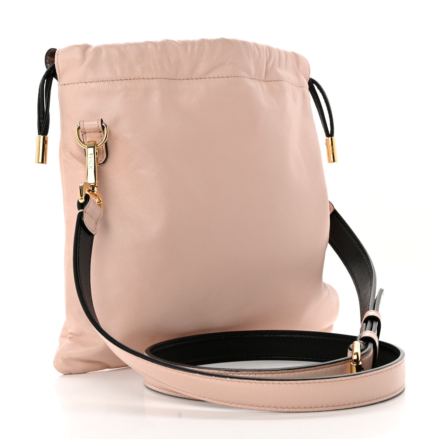 Soft Nappa Logo Small Drawstring Pouch Bag Rosa Quarzo Black