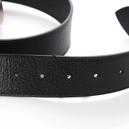 Gucci Textured Dollar Calfskin Nickel Double G 40mm Belt 85 34 Black 4 of 6