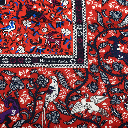 Hermes Cashmere Silk Jardins De Soie Shawl 140 Rouge Blue Violet 3 of 5