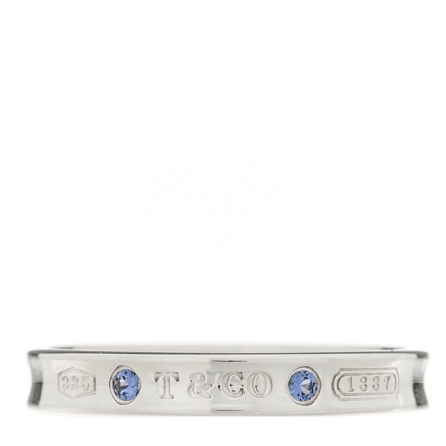 Tiffany Sterling Silver Blue Sapphire Narrow 1837 Band Ring 67 12 1 of 4