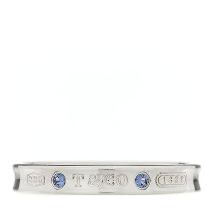 Tiffany Sterling Silver Blue Sapphire Narrow 1837 Band Ring 67 12 1 of 4