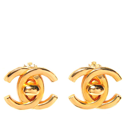 Chanel Metal CC Turnlock Clip On Earrings Gold 1 of 4