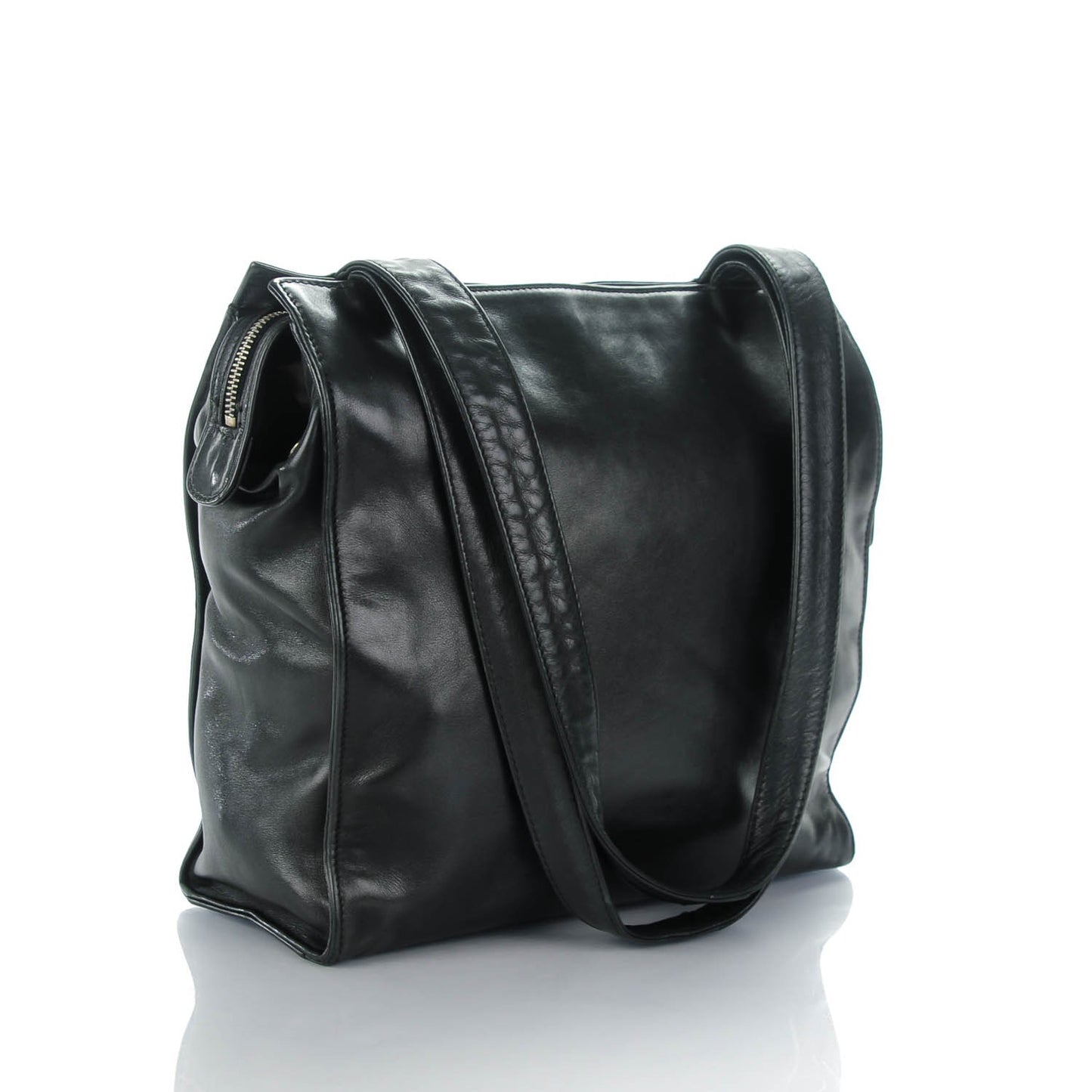 Lambskin CC Stitched Tote Black