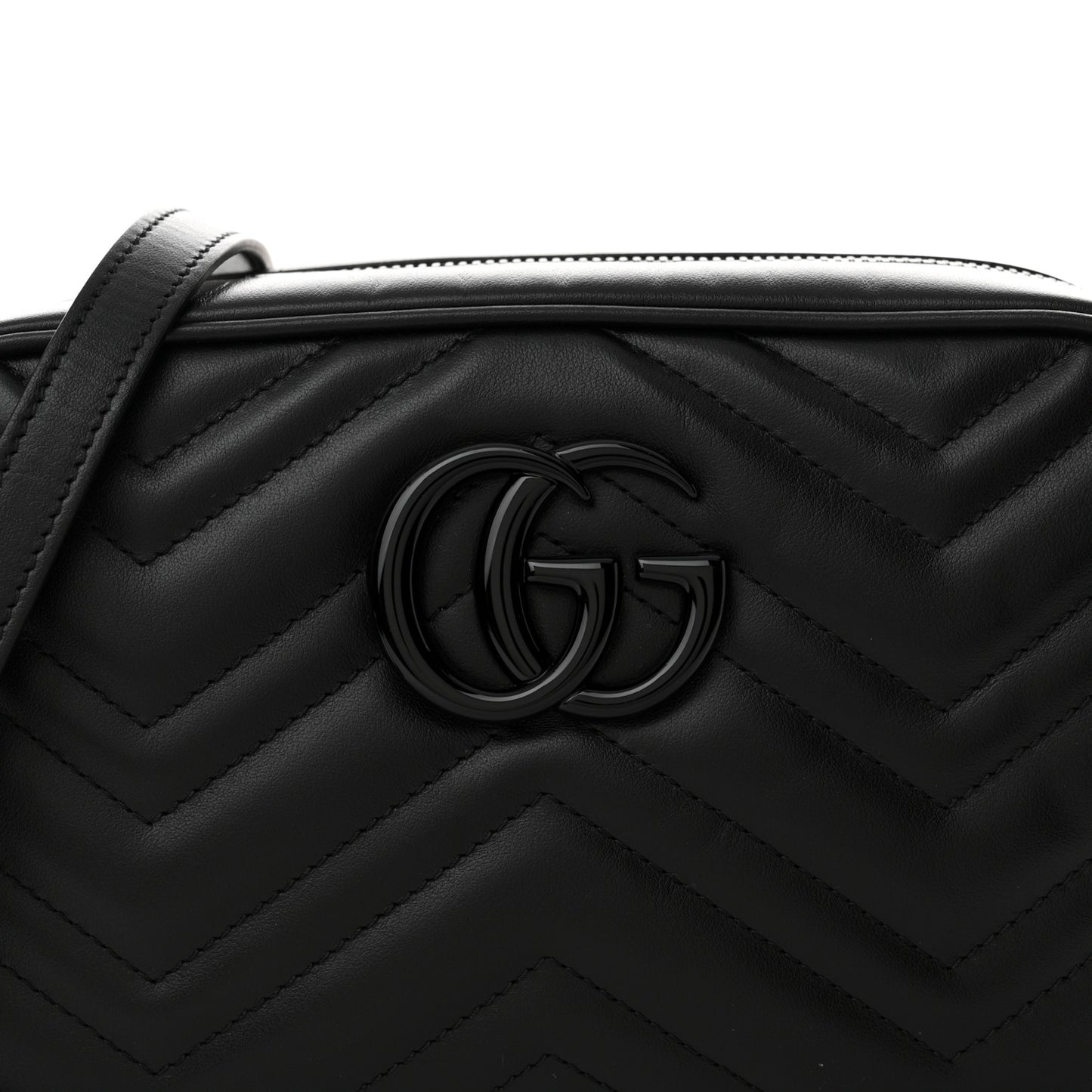 Calfskin Matelasse Monochrome Small GG Marmont Chain Shoulder Bag Black