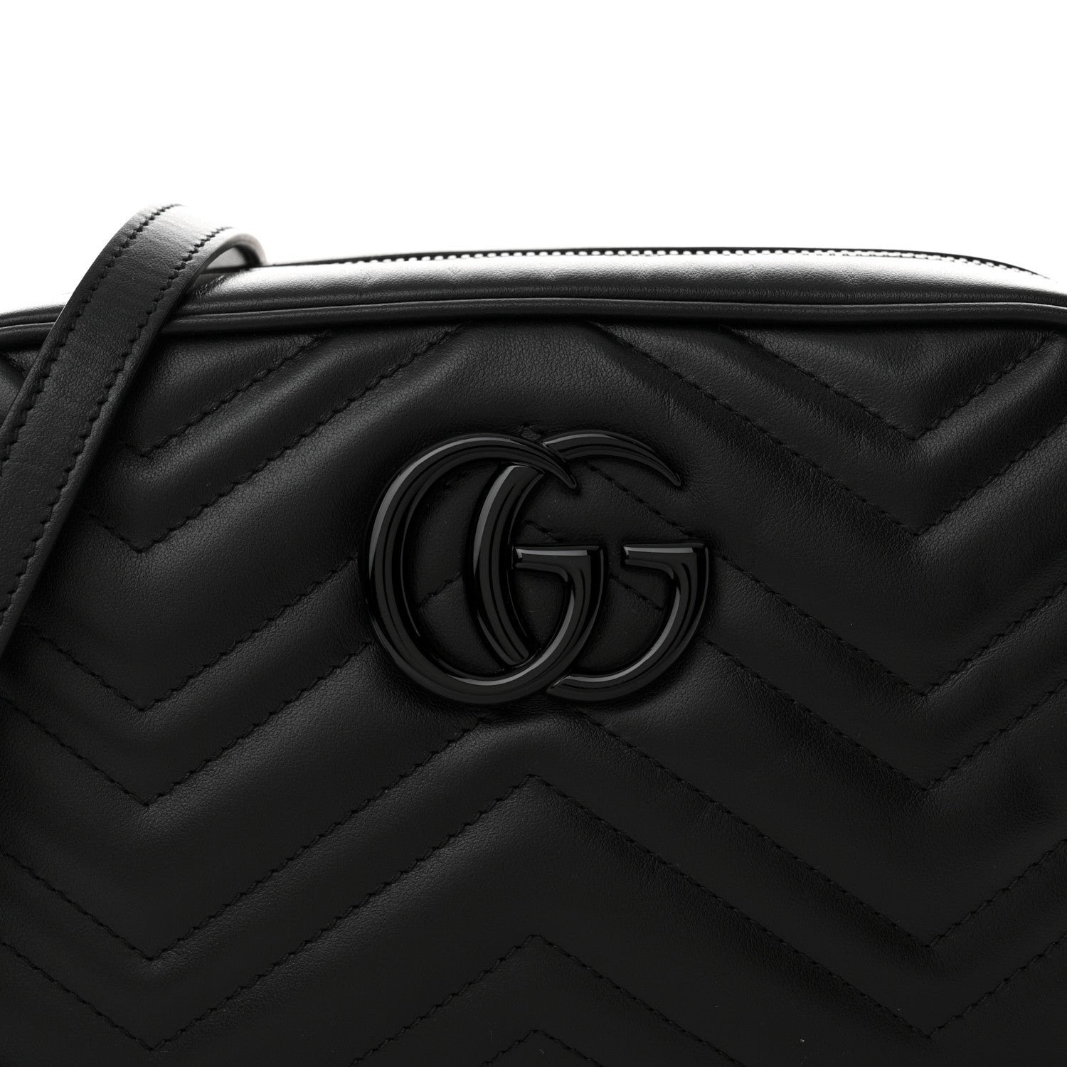 Gucci Calfskin Matelasse Monochrome Small GG Marmont Chain Shoulder Bag Black 8 of 13