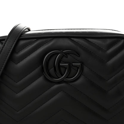 Gucci Calfskin Matelasse Monochrome Small GG Marmont Chain Shoulder Bag Black 8 of 13