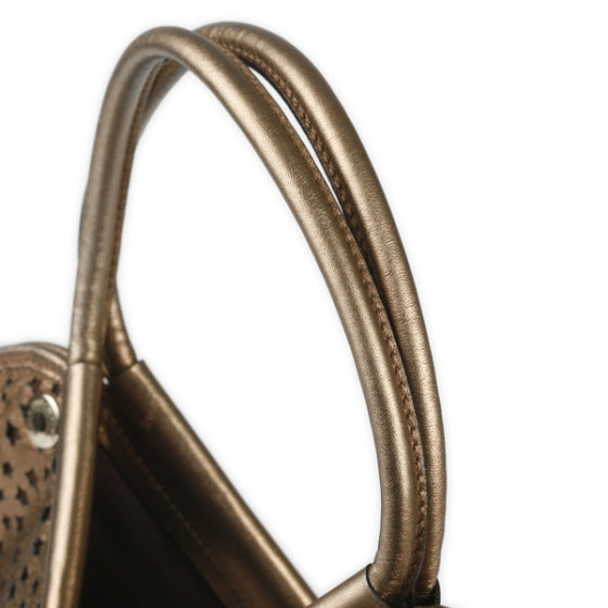 Perforated Leather Star Tote Bronze
