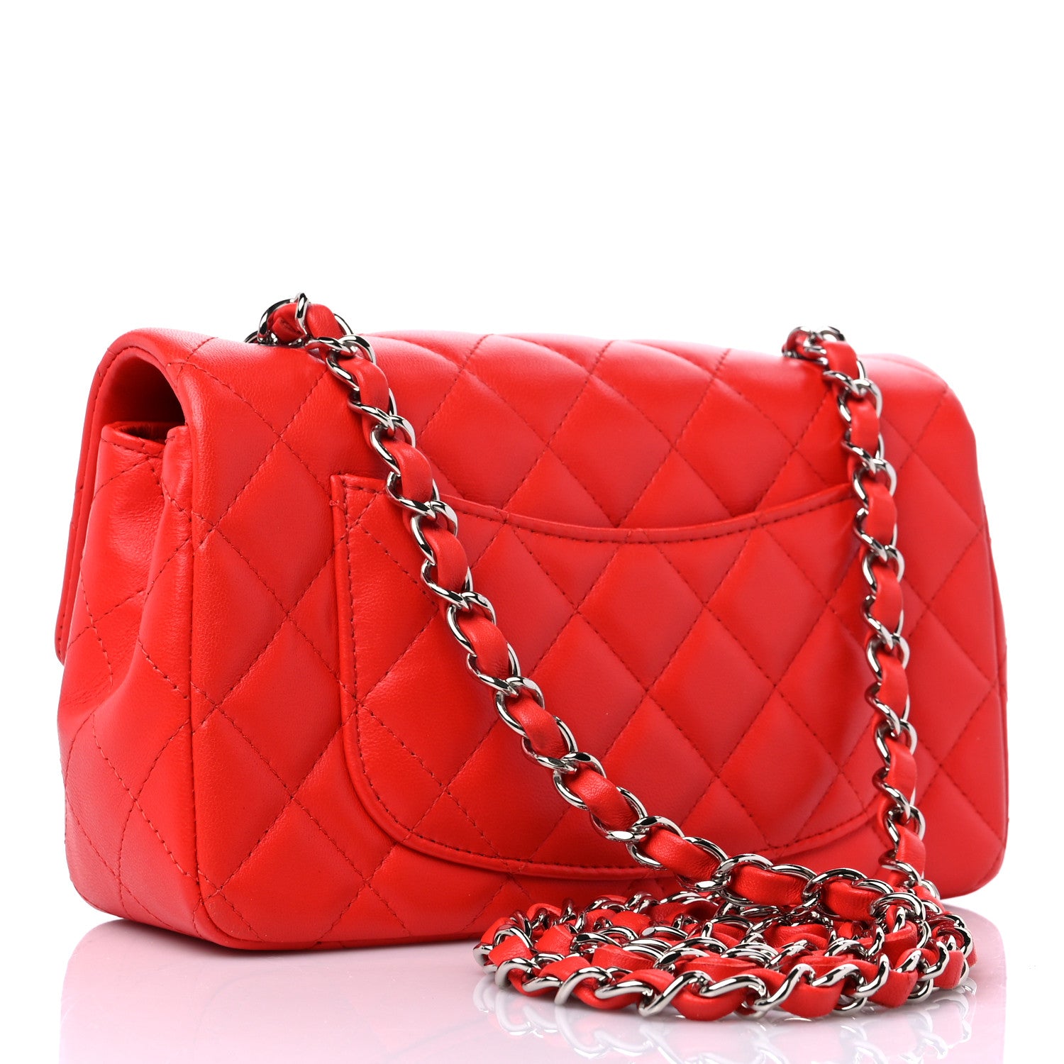 Chanel Lambskin Quilted Mini Rectangular Flap Red 3 of 9
