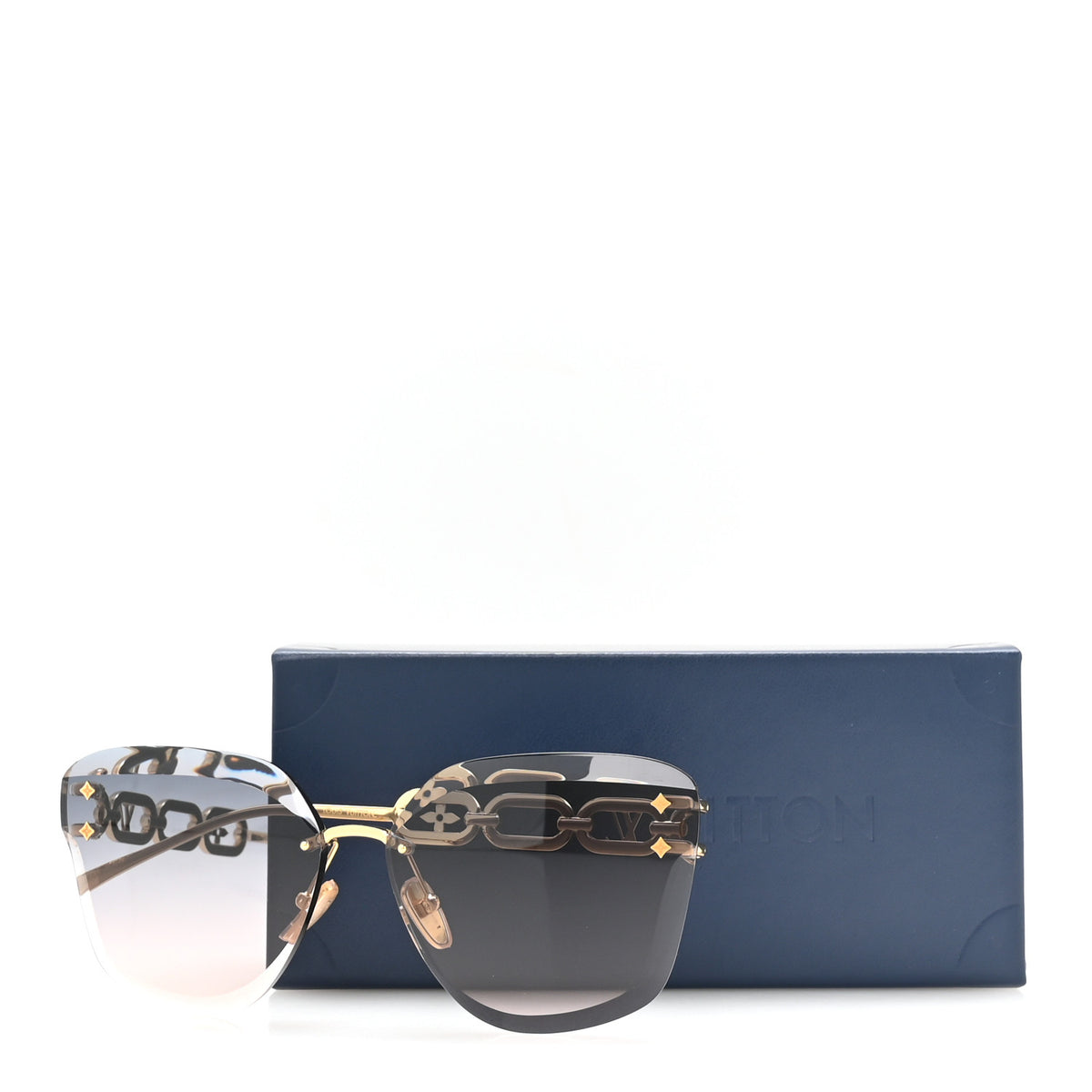 Louis Vuitton Metal Rimless LV Jewel Cat Eye Sunglasses Z1626U Gradient Blue 7 of 7