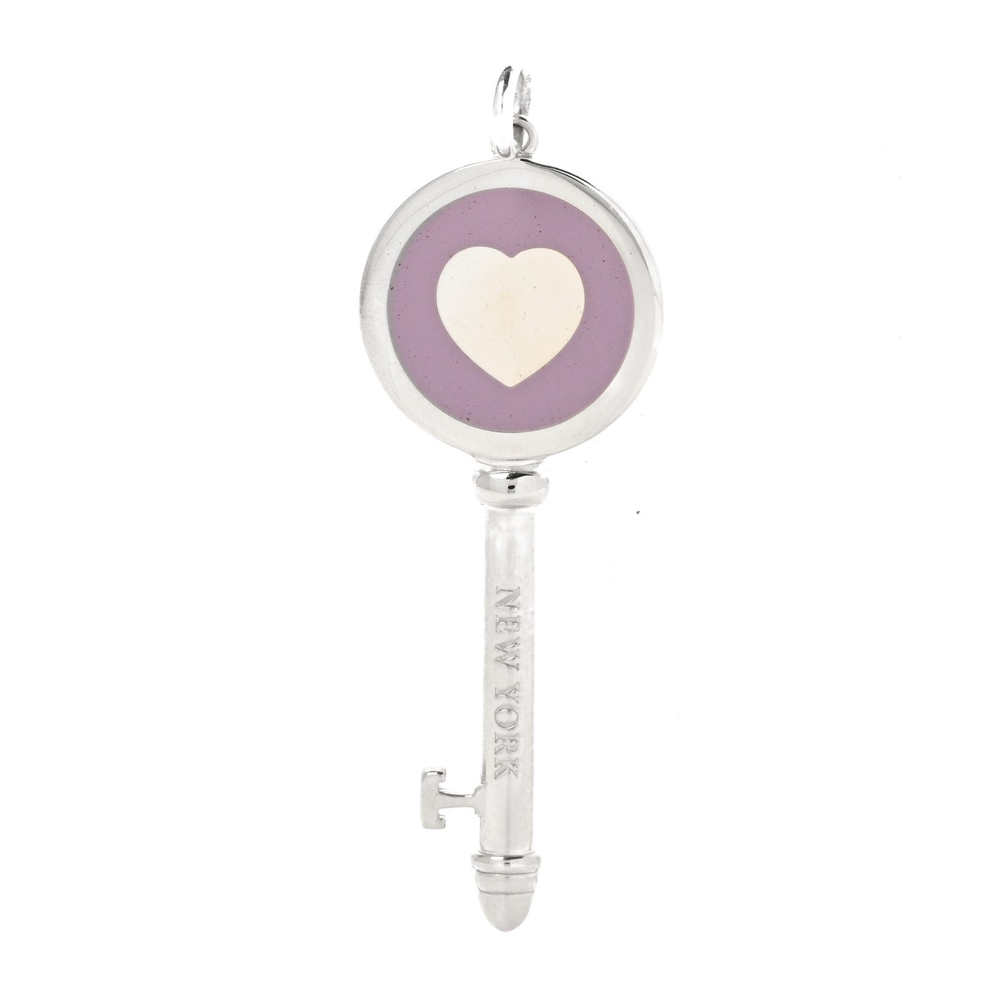 Sterling Silver Enamel Keys Heart Key Pendant Lavender