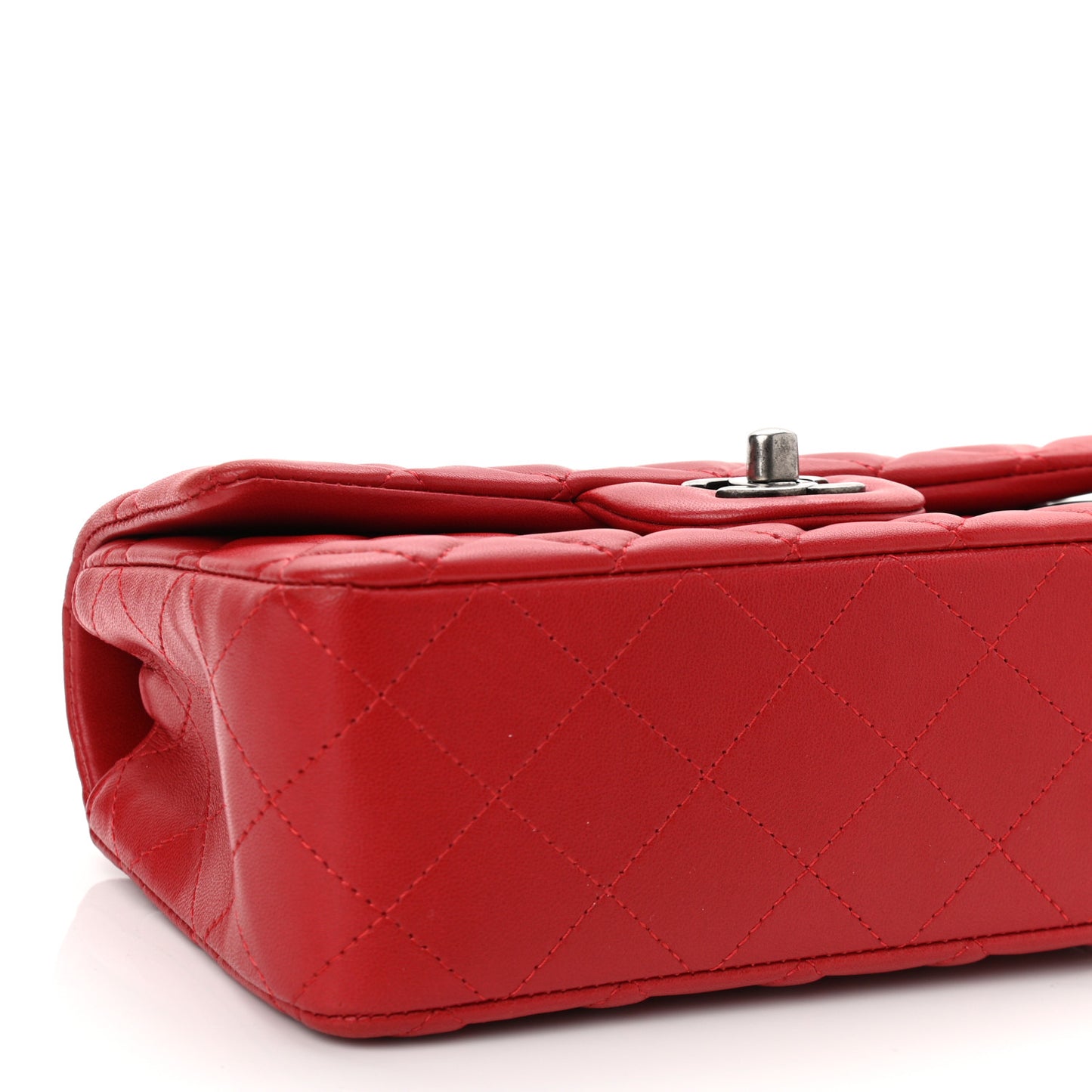 Lambskin Quilted Mini Rectangular Flap Red
