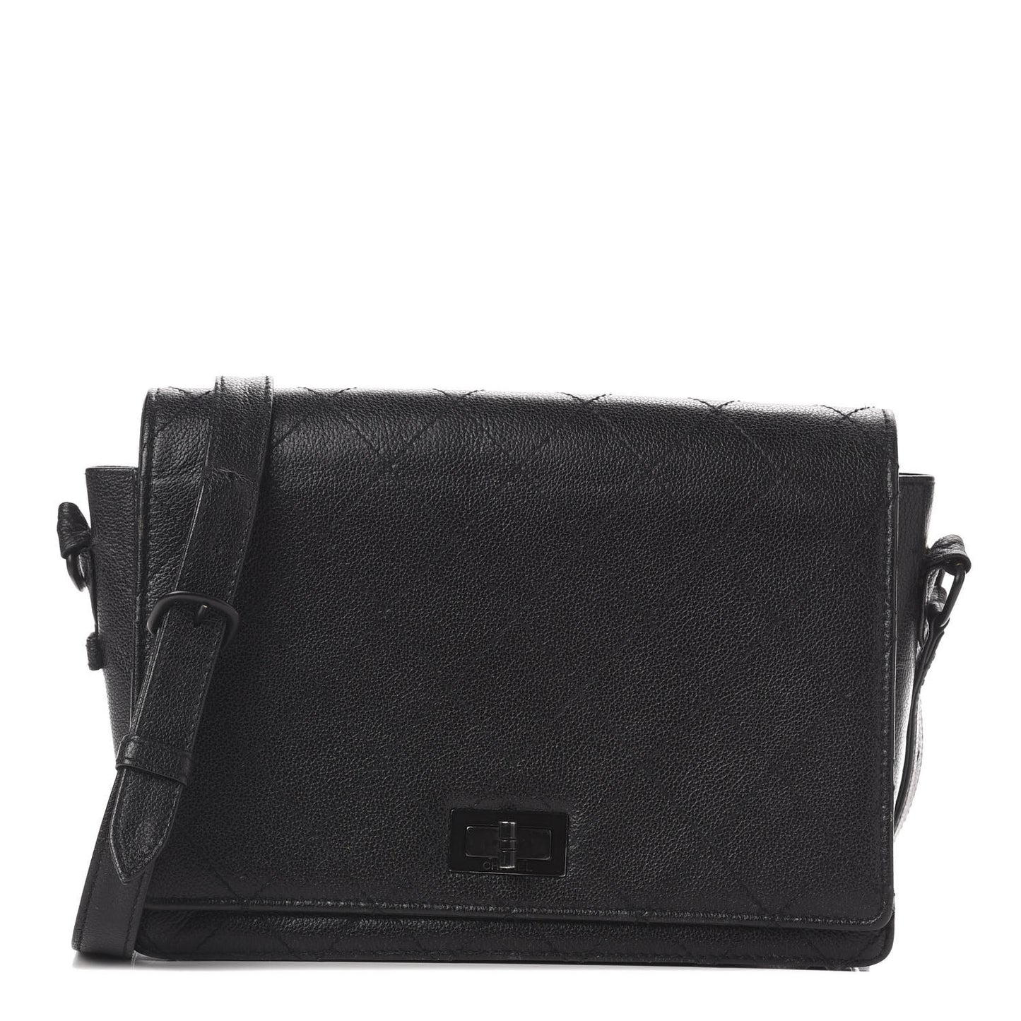 Calfskin Stitched Mademoiselle Flap Black