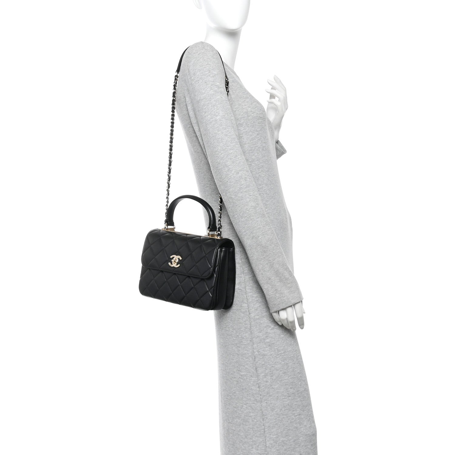 Chanel Lambskin Quilted Small Trendy CC Dual Handle Flap Bag Black 2 of 14
