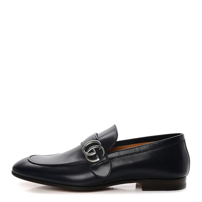 Gucci Goatskin Mens GG Loafers 7.5 Blue 1 of 12
