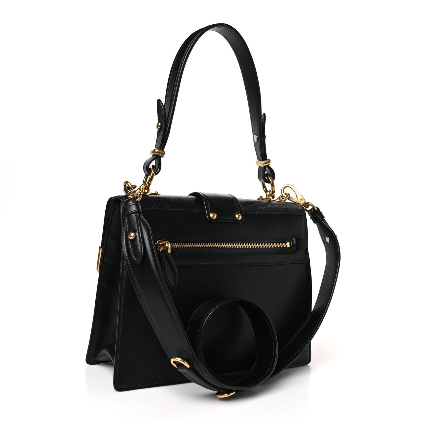 City Calfskin Saffiano Cahier Top Handle Bag Black