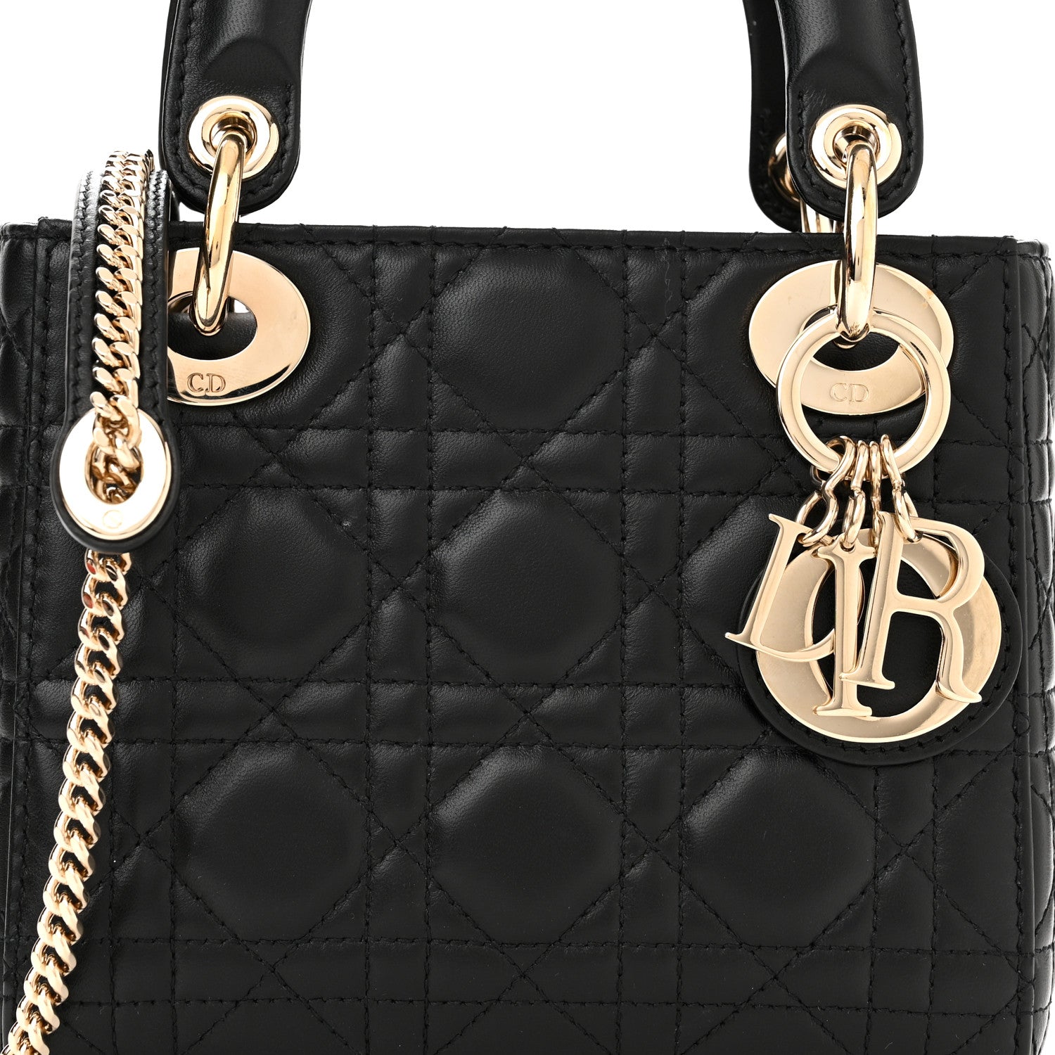 Christian Dior Lambskin Cannage Mini Lady Dior Black 8 of 10