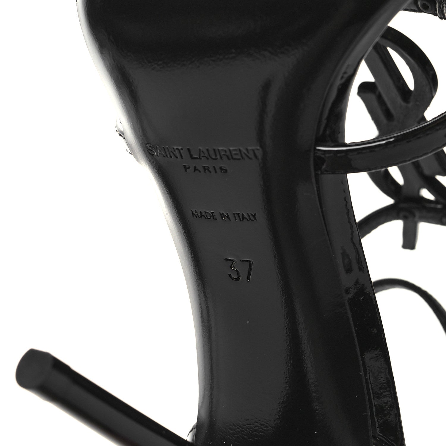 Saint Laurent Calfskin Cassandra 100 Ankle Strap Sandals 37 Black 7 of 9