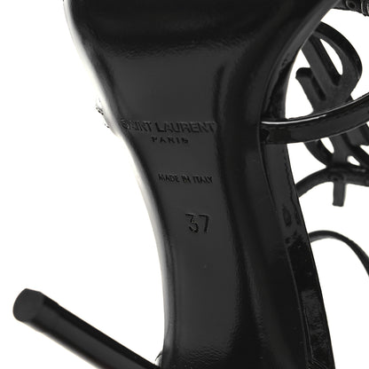 Saint Laurent Calfskin Cassandra 100 Ankle Strap Sandals 37 Black 7 of 9