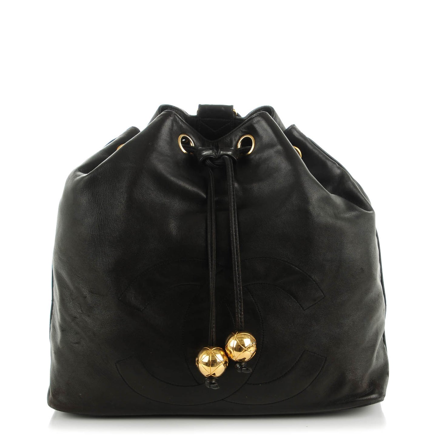 Lambskin CC Drawstring Backpack Black