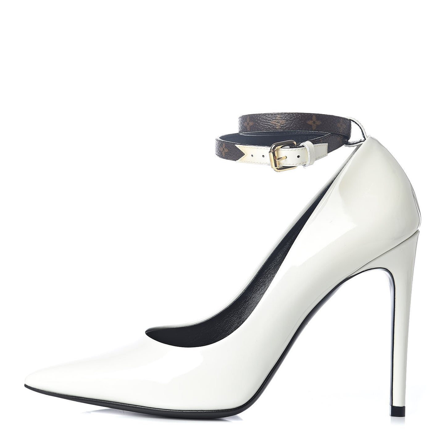 Monogram Patent Call Back Pumps 37.5 White