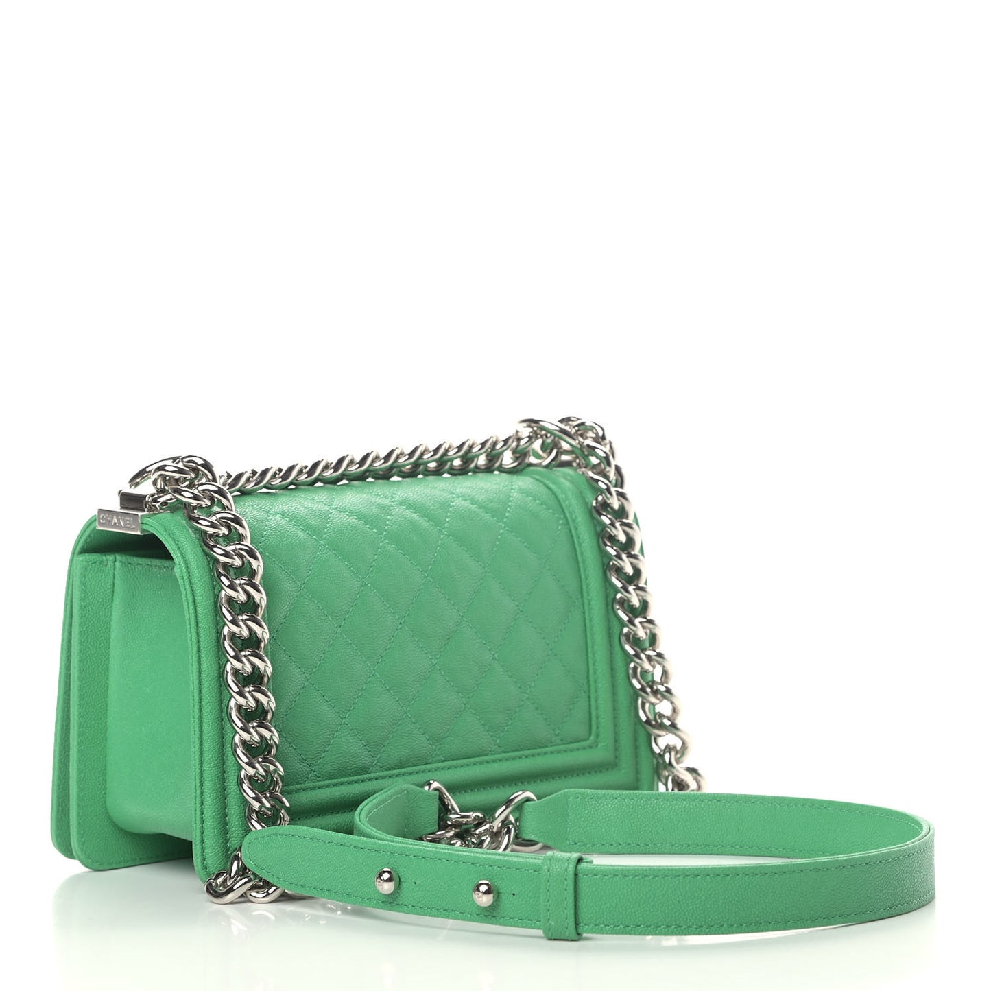 Caviar Quilted Small Boy Flap Green