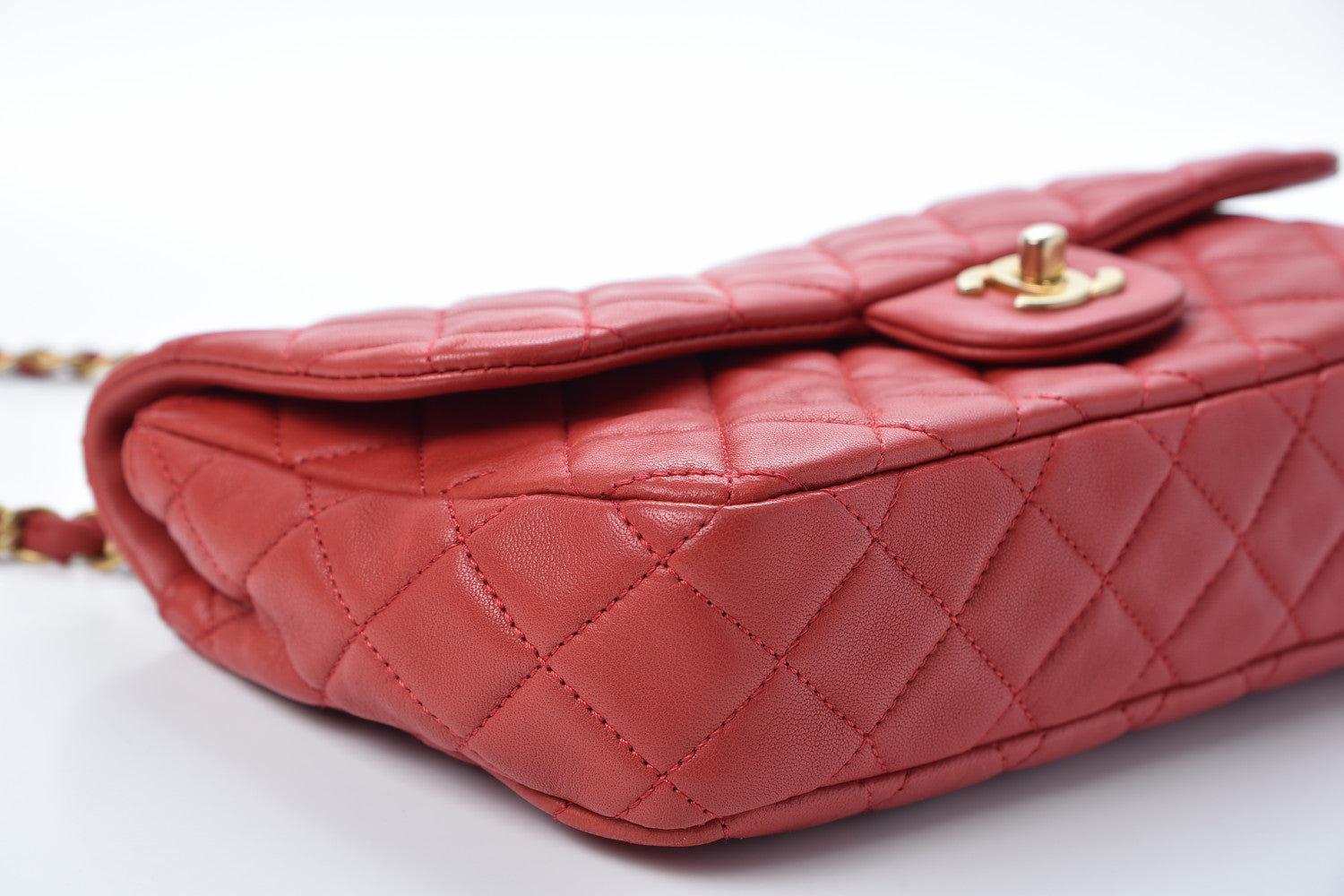 Chanel Lambskin Quilted Valentine Charms Medium Flap Red 8 of 18
