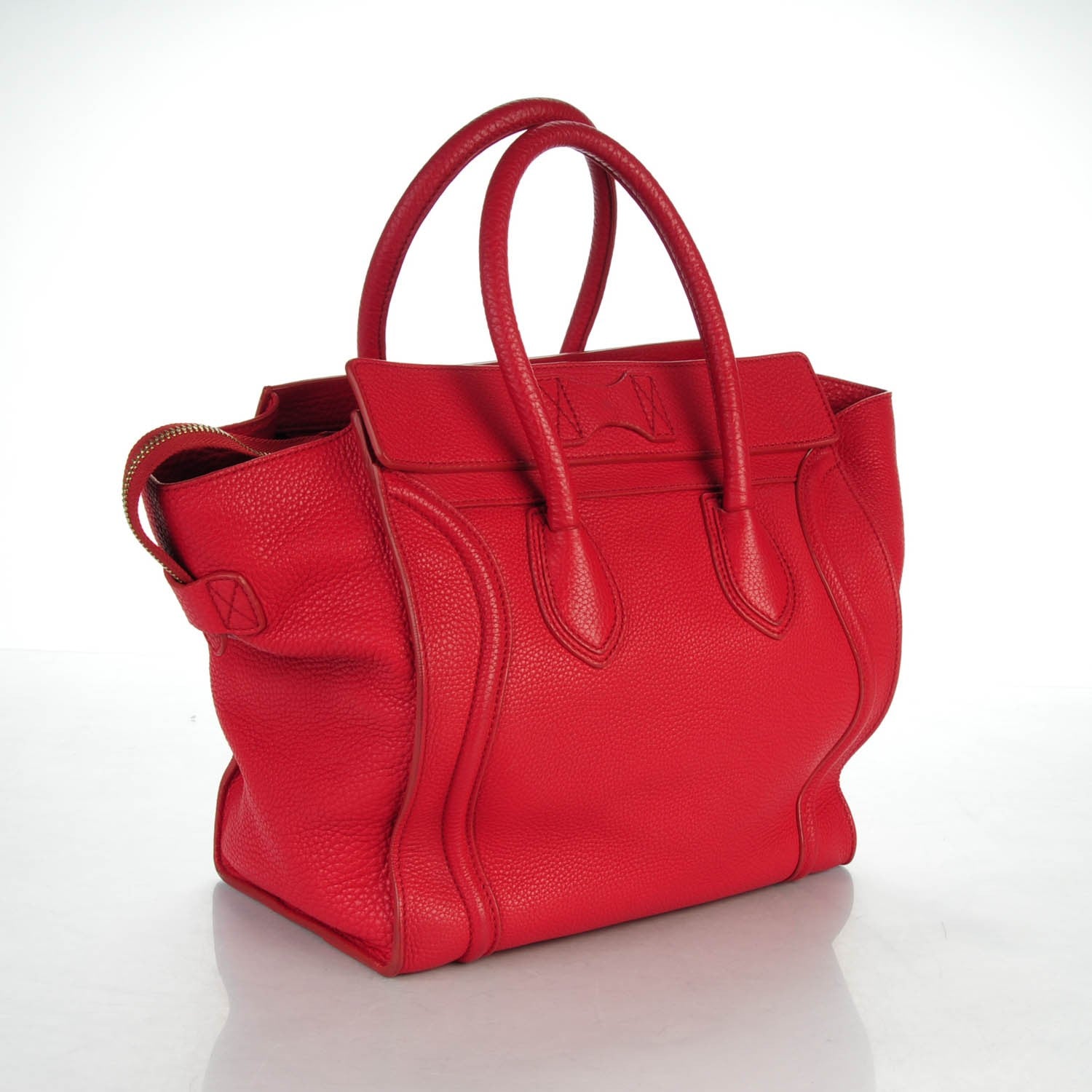 Celine Pebbled Calfskin Mini Luggage Red 3 of 9