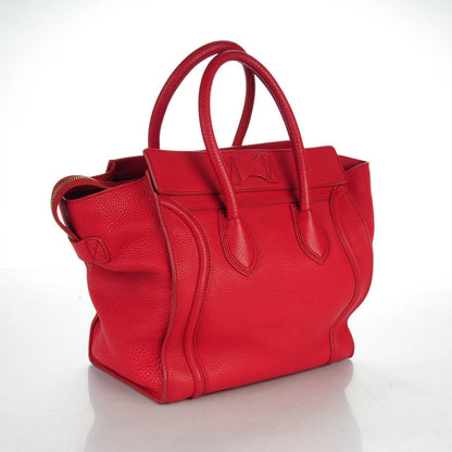 Celine Pebbled Calfskin Mini Luggage Red 3 of 9