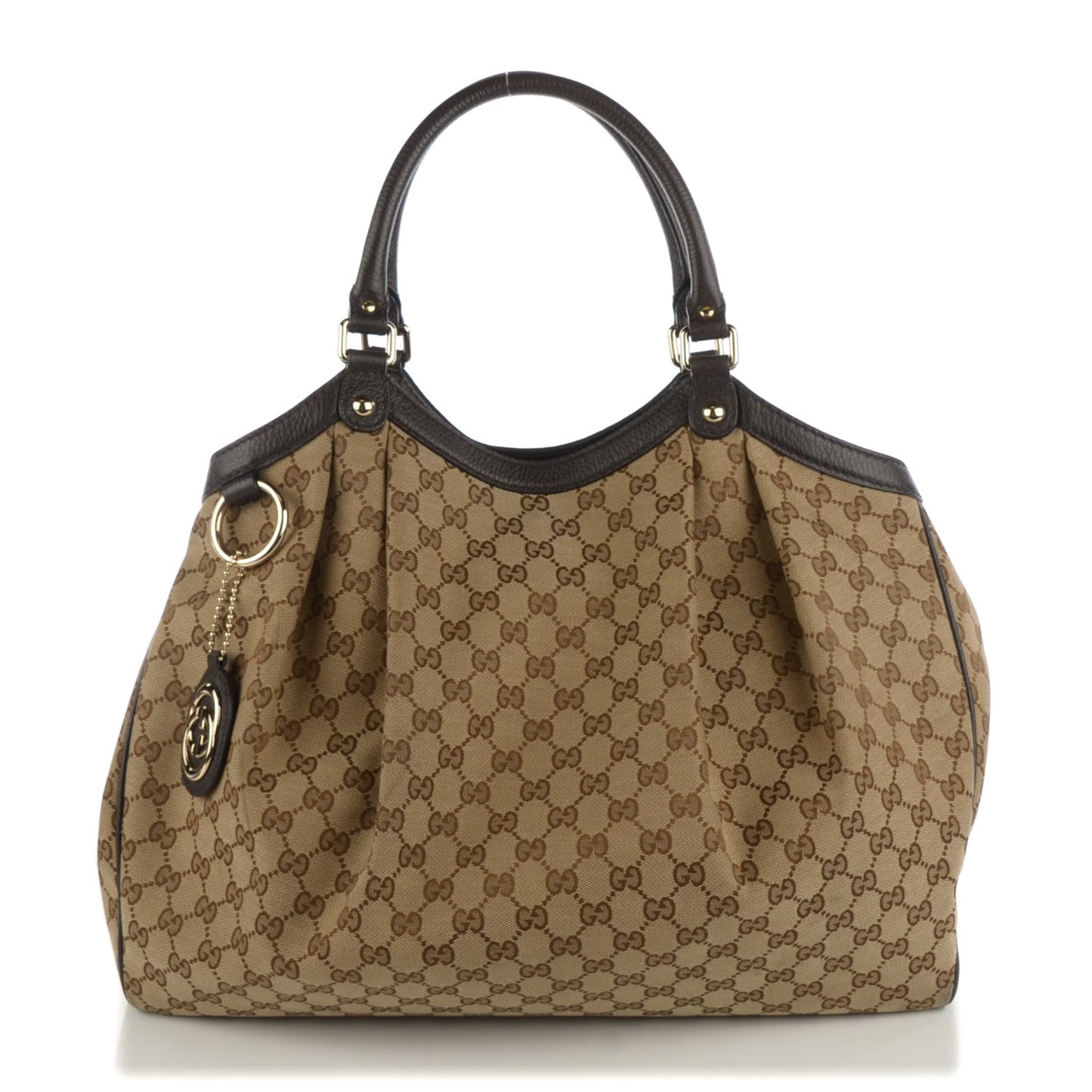 Monogram Dollar Calfskin Large Sukey Tote Beige Ebony Testa di Moro