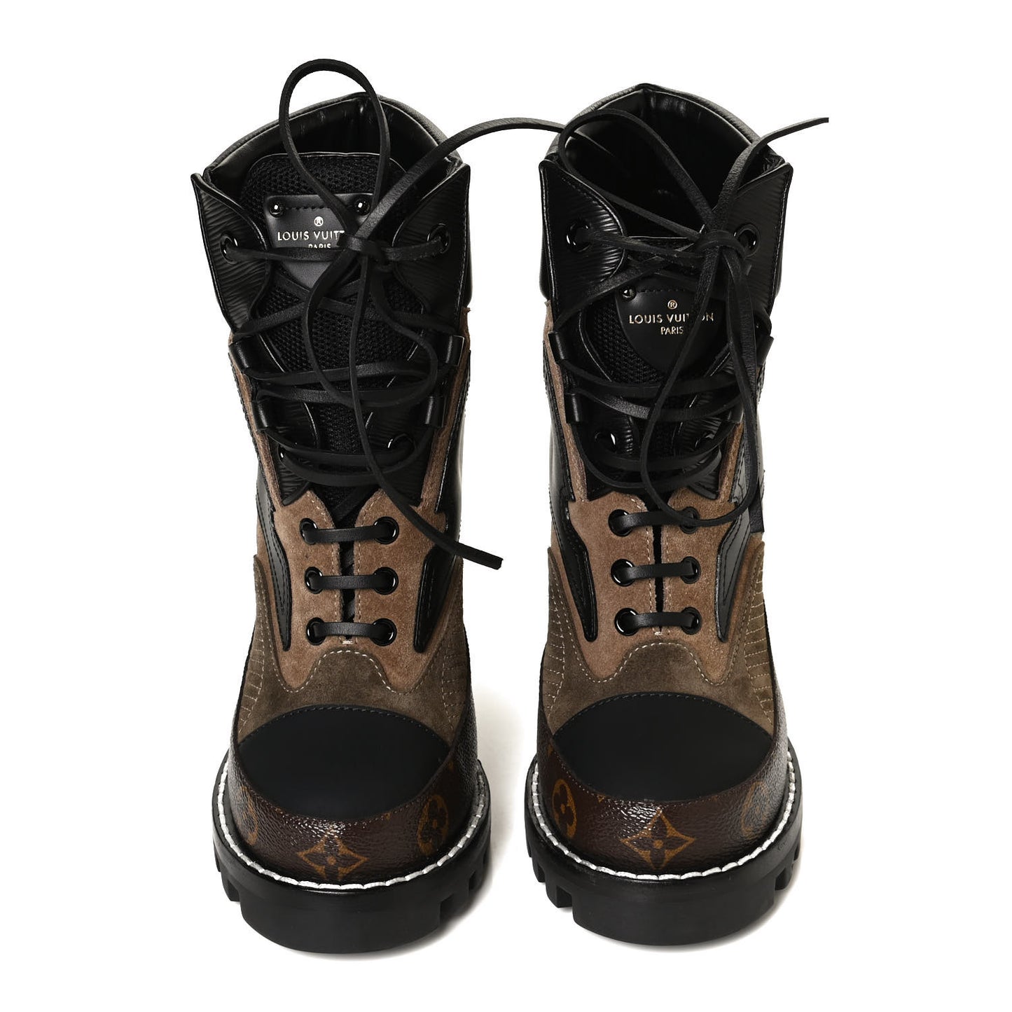 Suede Calfskin Monogram Star Trail Ankle Boots 38.5 Khaki