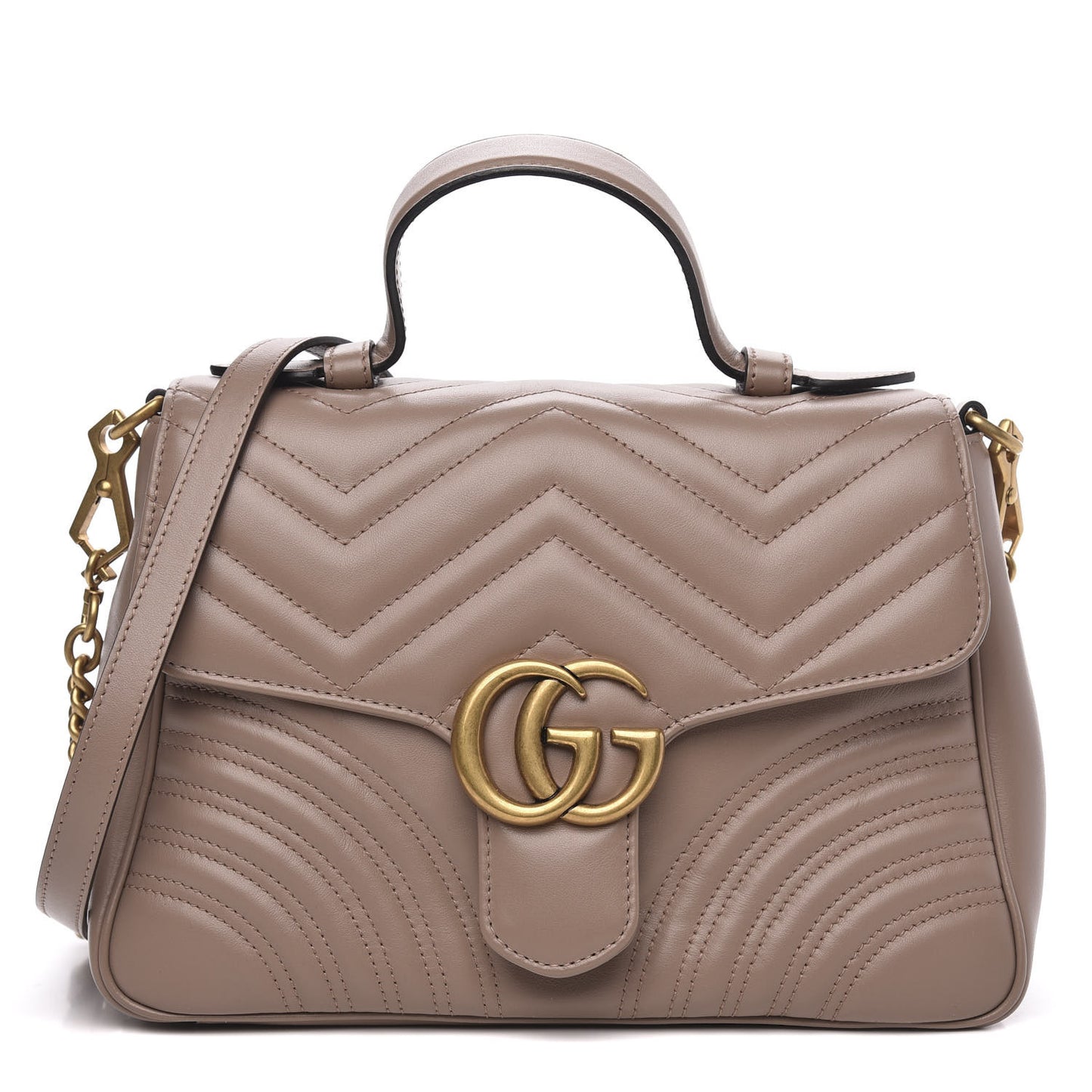 Calfskin Matelasse Small GG Marmont Top Handle Shoulder Bag Porcelain Rose