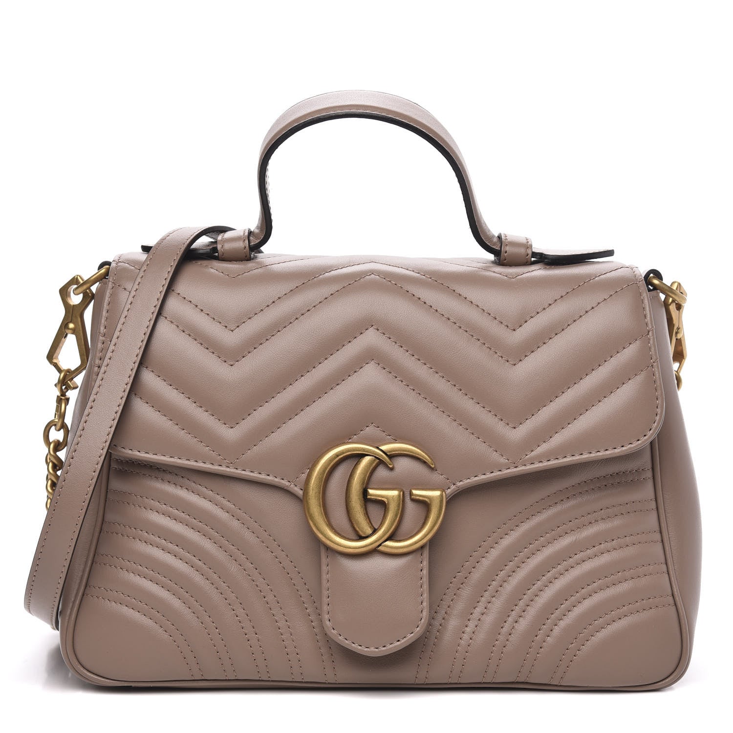 Gucci Calfskin Matelasse Small GG Marmont Top Handle Shoulder Bag Porcelain Rose 1 of 10