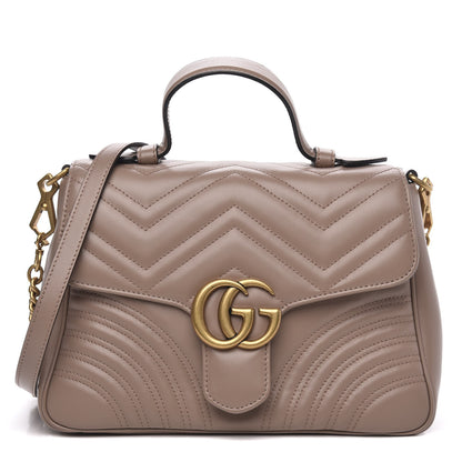 Gucci Calfskin Matelasse Small GG Marmont Top Handle Shoulder Bag Porcelain Rose 1 of 10