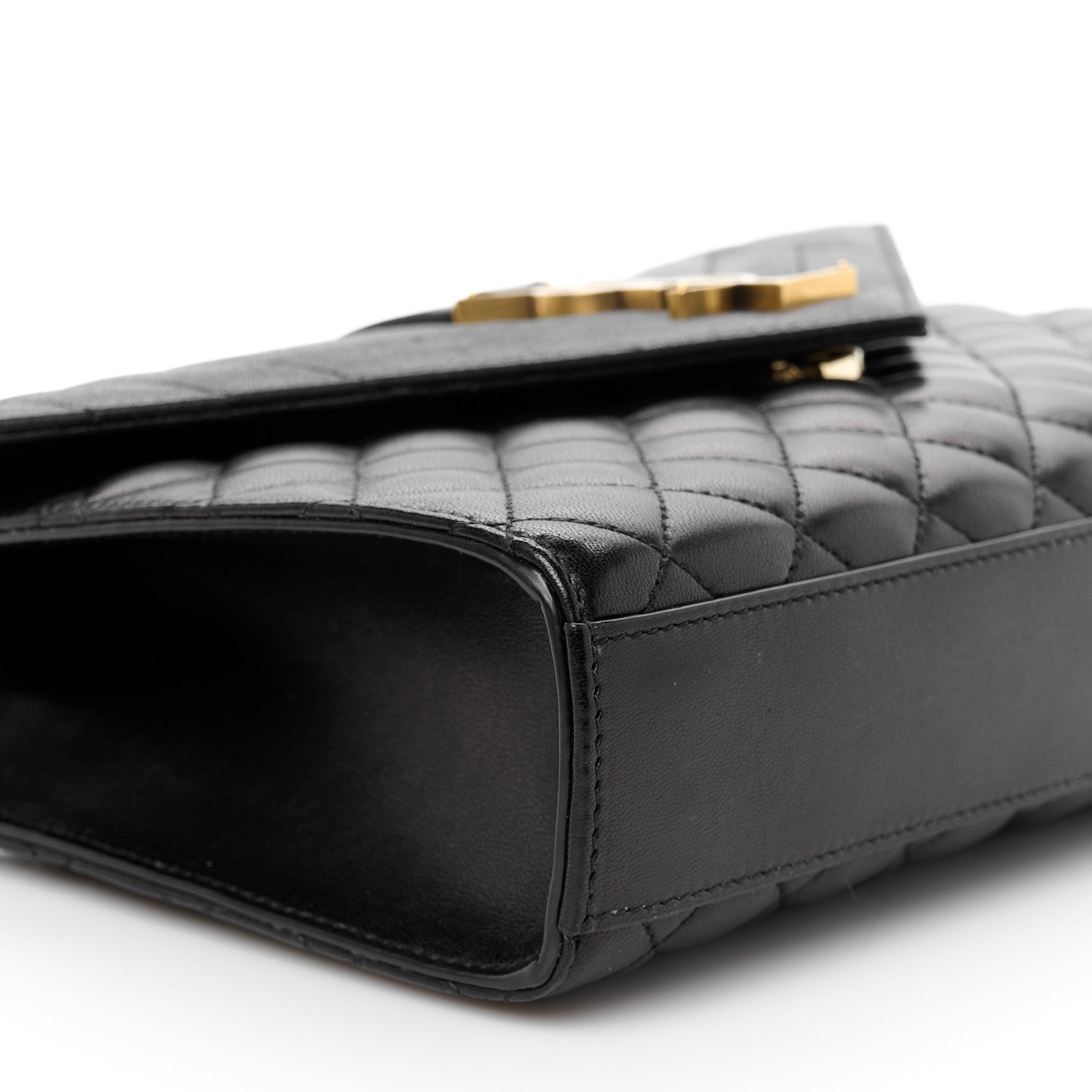 Saint Laurent Lambskin Mixed Matelasse Triquilt Medium Monogram Satchel Black 10 of 11