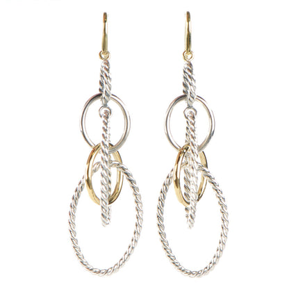 David Yurman Sterling Silver 18K Yellow Gold Mobile Oval Drop Earrings 1 of 3