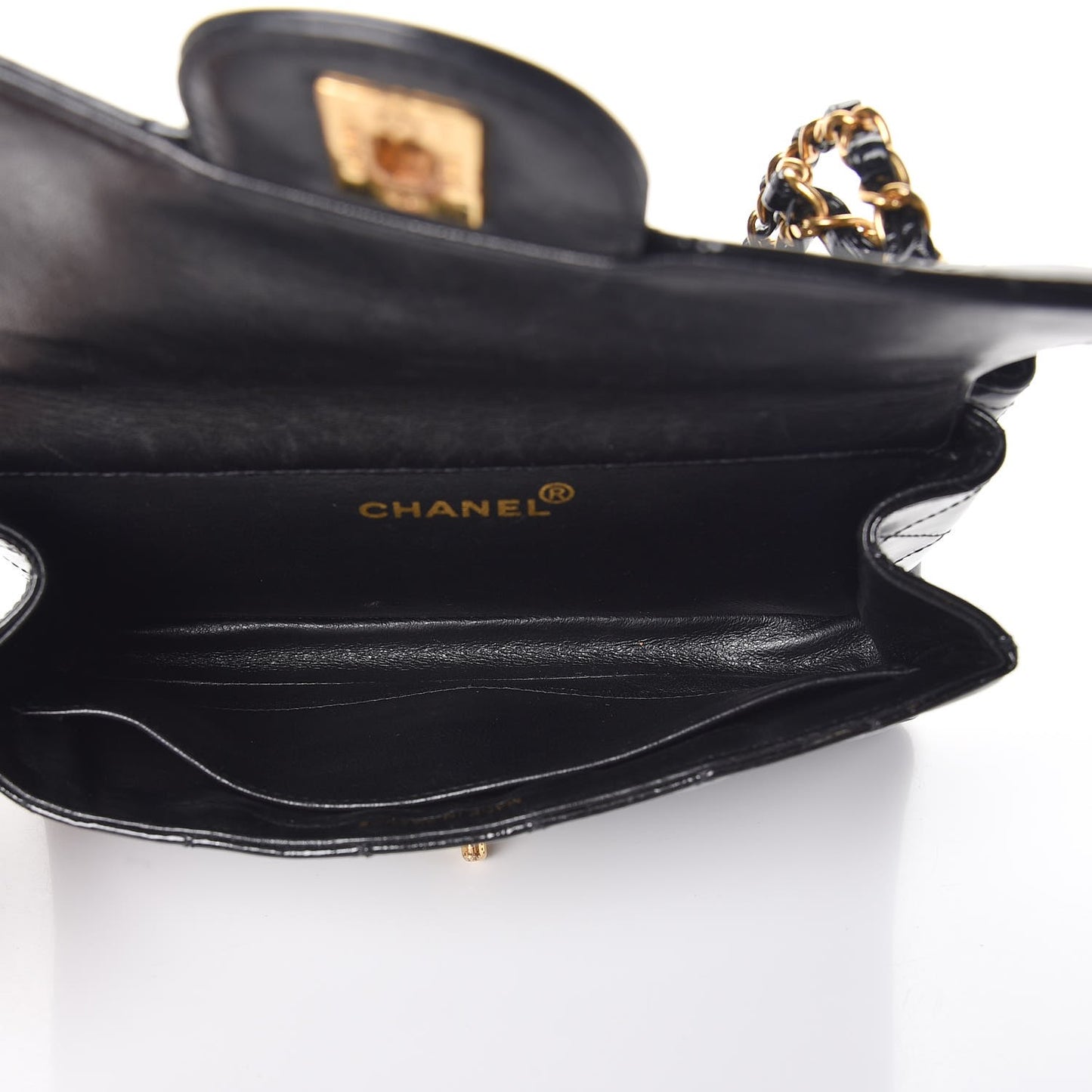 Patent Quilted Small Double Sided Flap Black