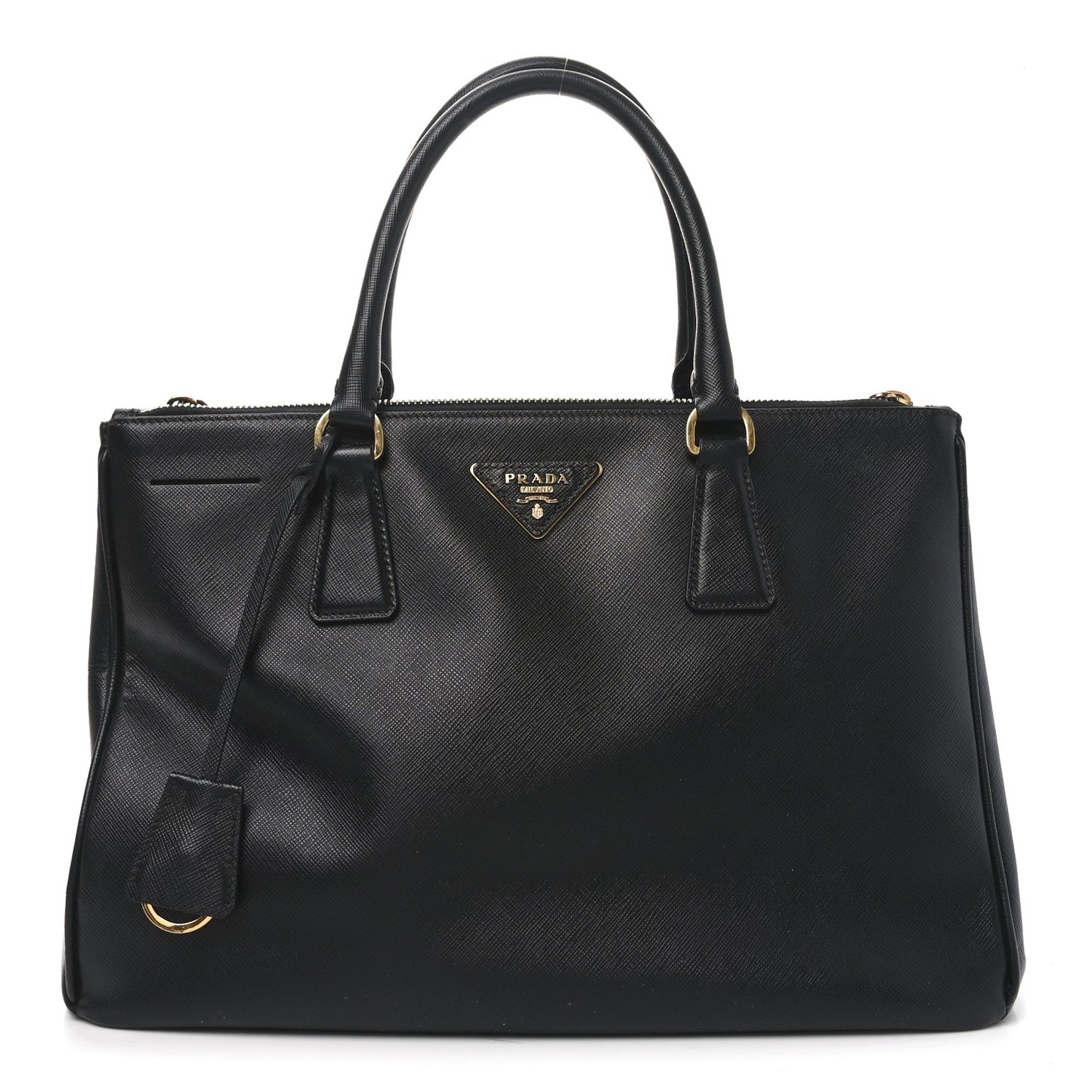 Saffiano Medium Galleria Double Zip Tote Black