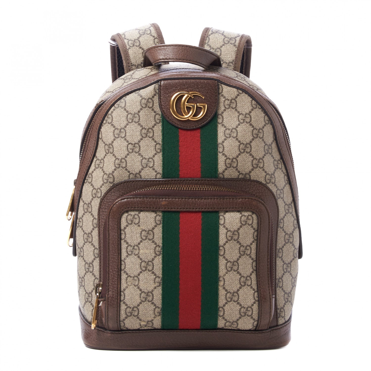 Gucci GG Supreme Monogram Calfskin Web Small Ophidia Day Backpack Beige Ebony New Acero 1 of 14