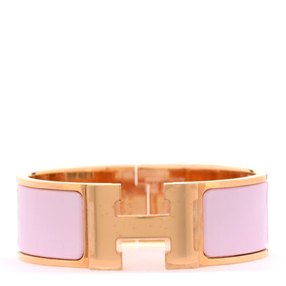 Hermes Enamel Wide Clic Clac H Bracelet PM Rose Dragee 1 of 5