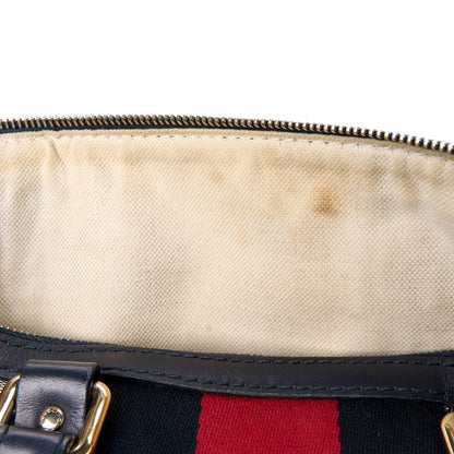 Gucci Monogram Selleria Calfskin Vintage Web Medium Boston Beige Blue 16 of 21